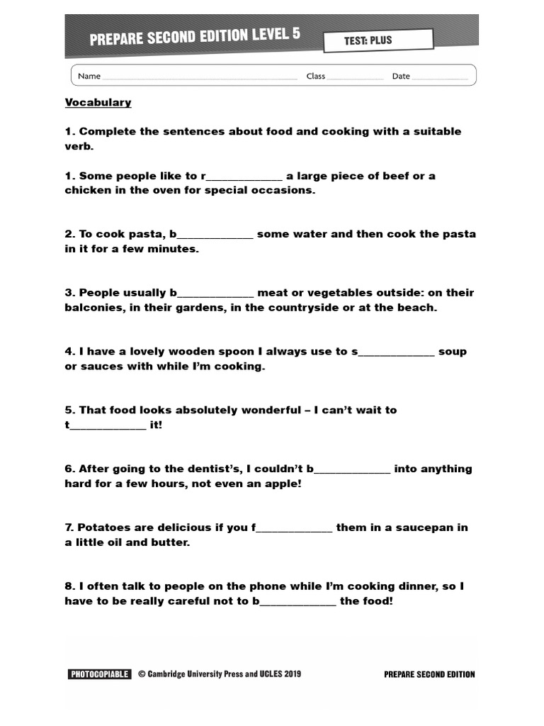 Food Vocabulary and Grammar Exercises | PDF