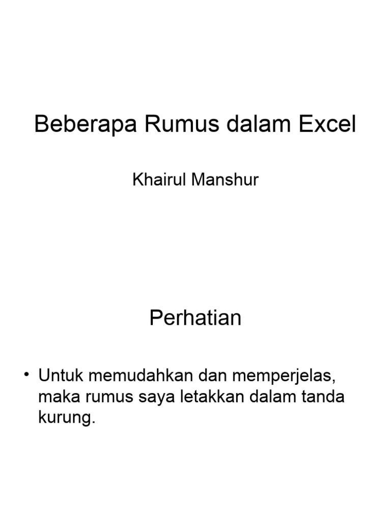 Beberapa rumus dalam excel pdf