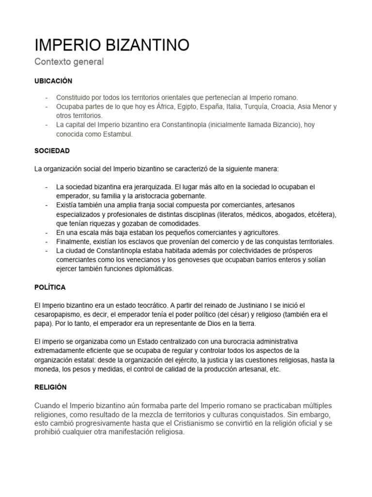 El Imperio Bizantino: Historia y Arte | PDF | imperio Bizantino ...