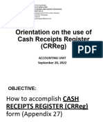 Orientation On The Use of Cash Receipts Register