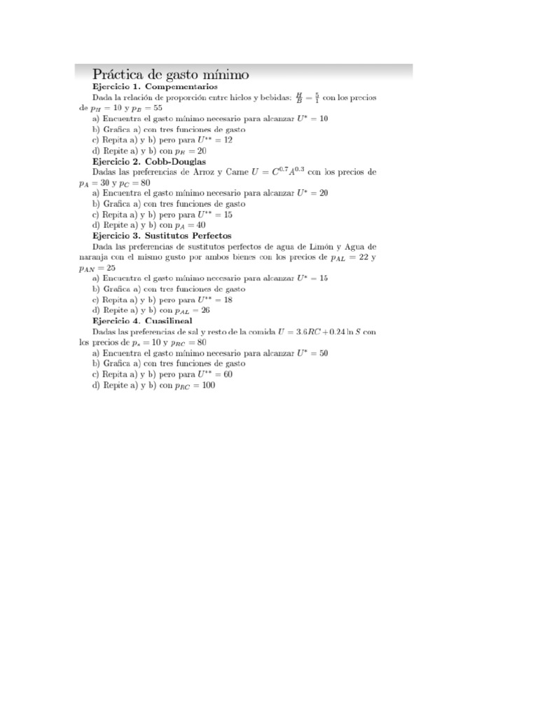 Análisis de Gasto Mínimo en Utilidad | PDF