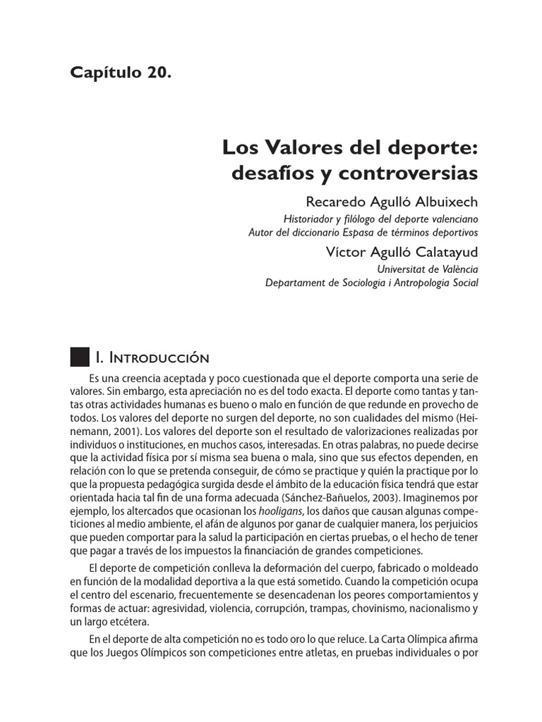 Valores y controversias en el deporte | PDF | Deportes | Asociación de ...