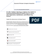 It Is Me Chatbot Working To Address The COVID-19 Outbreak-Related Mental Health Issues in China. User Experience Satisfaction and Influencing Fact