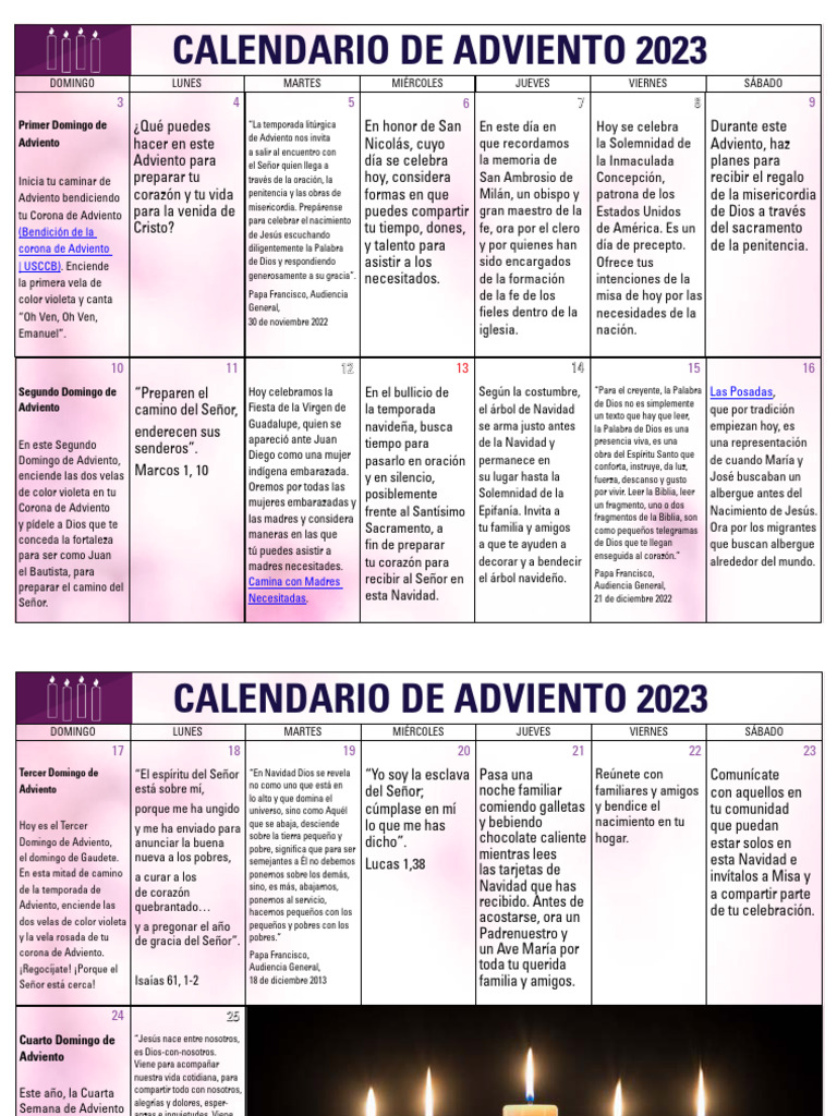 2023 Daily Advent Calendar - Spanish (Calendario de Adviento)
