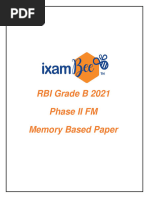 RBI Grade B 2021 Phase II Finance and Management Memory Based Paper PDF