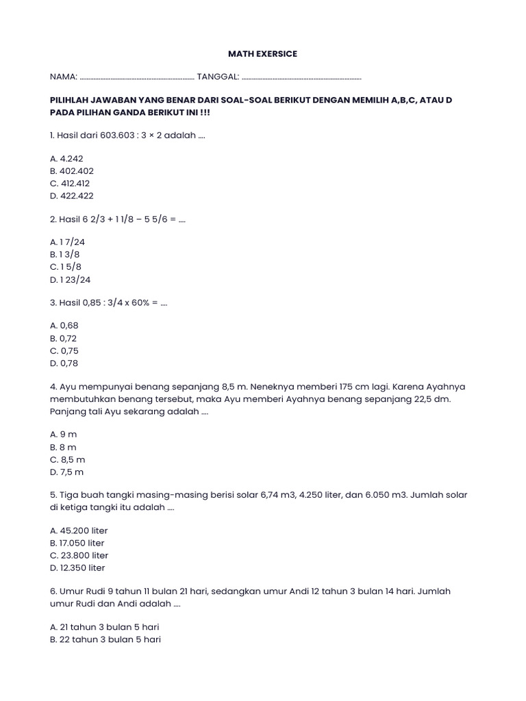 Math Exersice | PDF