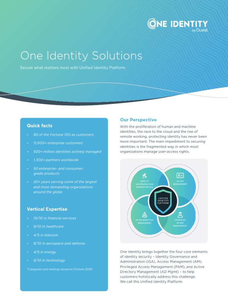 One Identity Solutions Fact Sheet Datasheet 153076 | PDF | Computer ...