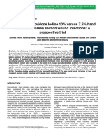 Evaluation of Povidone Iodine 10 Versus 75 Hand Scrub in Cesarean Section Wound Infections A Prospective Trial