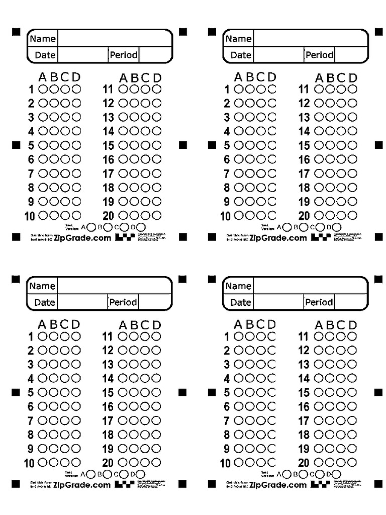 Answer Sheet 20 Q | PDF