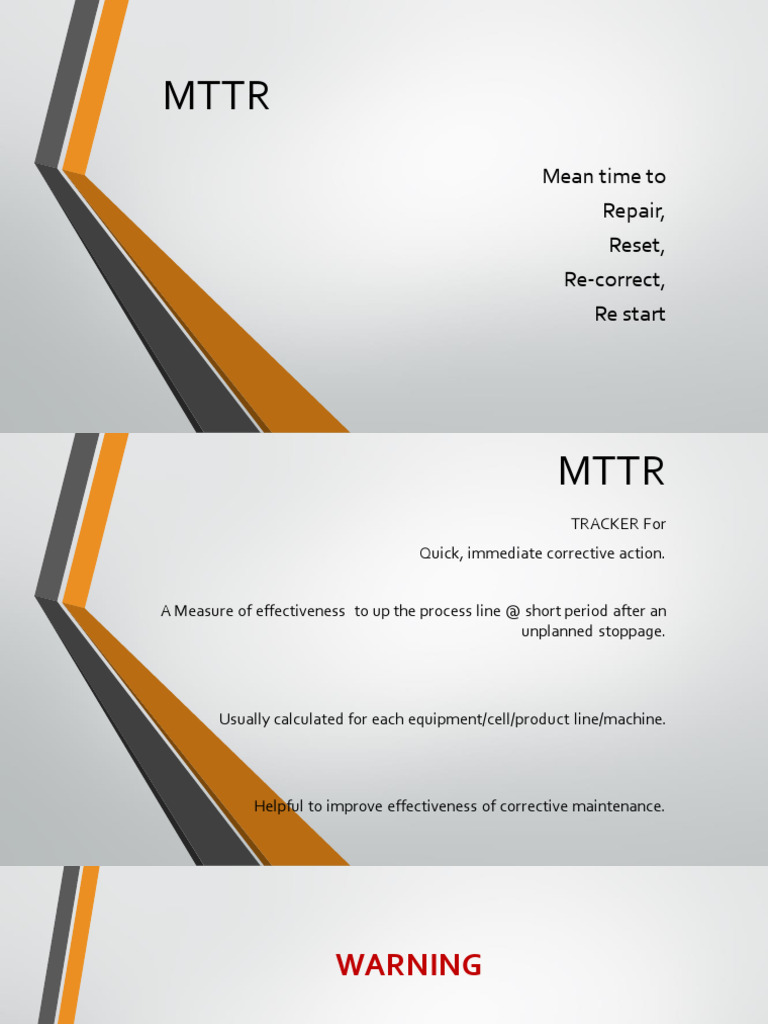 Mean Time To Repair MTTR PDF Mechanical Engineering Equipment
