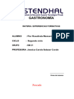 EXPERIENCIAS FORMATIVAS DE PESCADO 4 , NUTRICION ISB21