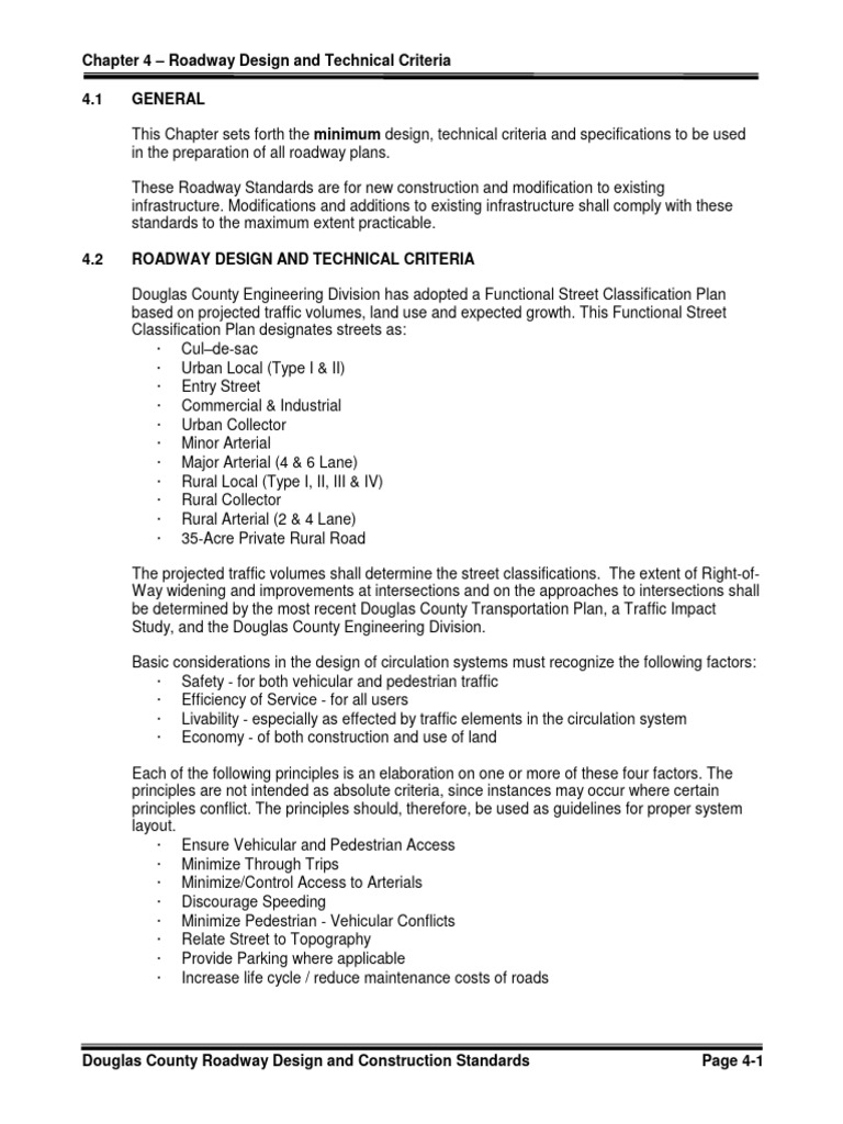 Douglas County Roadway Design Standards | PDF | Traffic | Road Surface