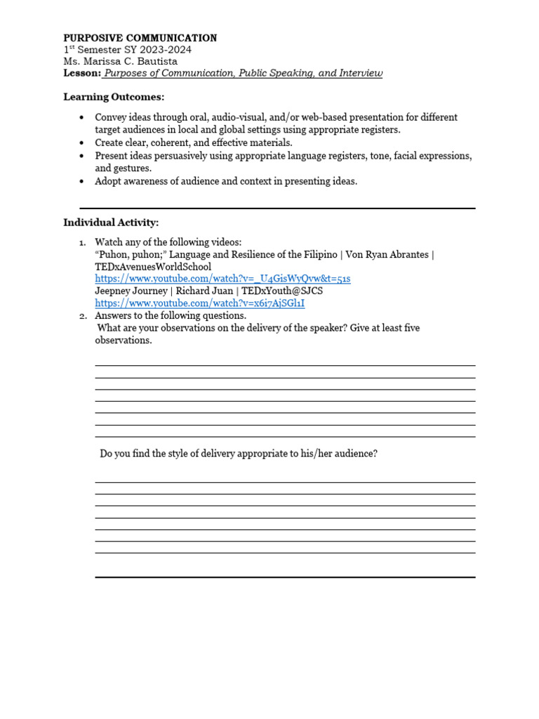 Module - Public Speaking | PDF | Public Speaking | Communication