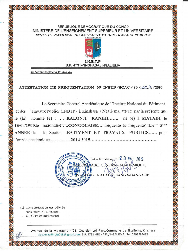 Attestation de Réussite | PDF