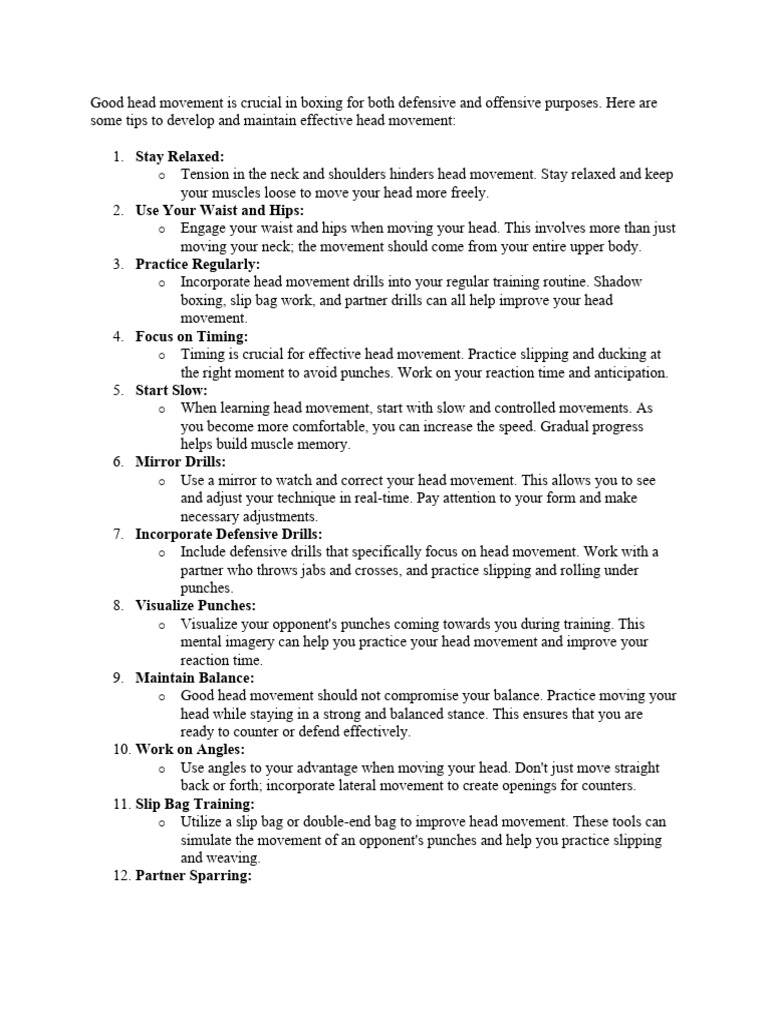 How To Have A Good Head Movement in Boxing PDF