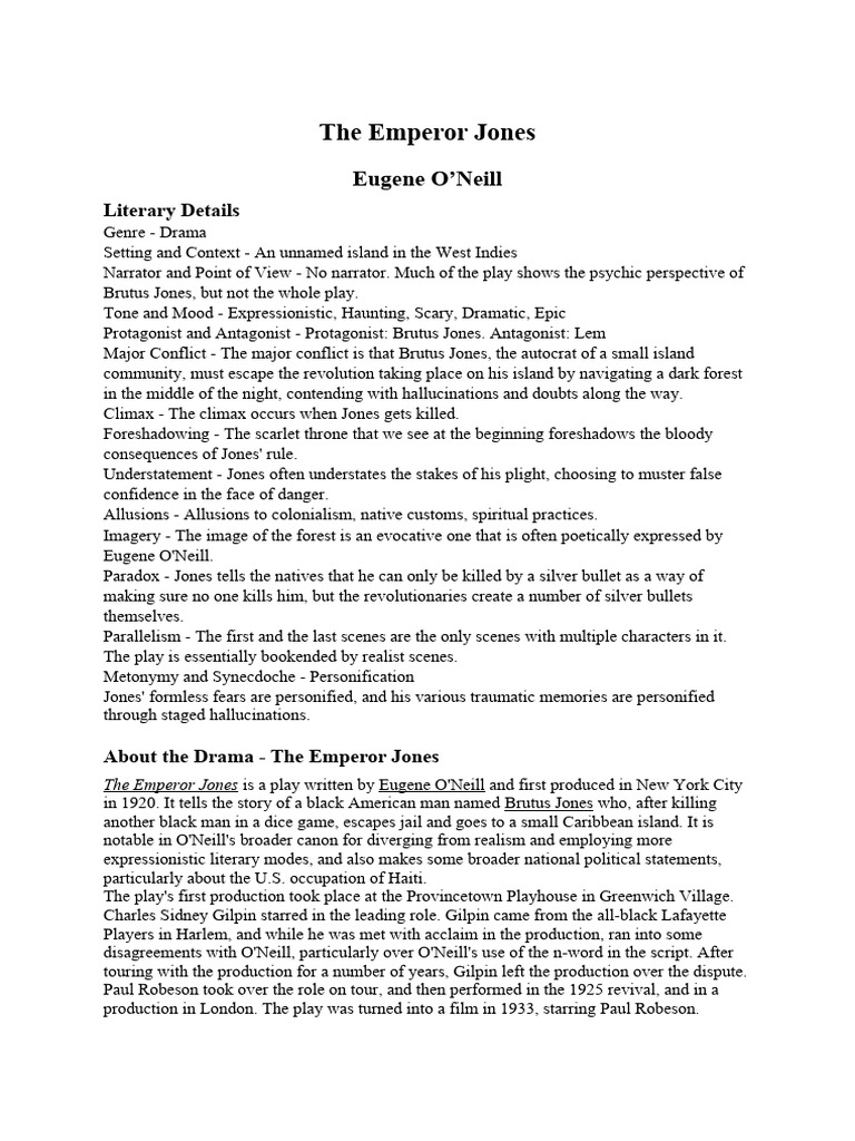 Summary of The Emperor Jones | PDF