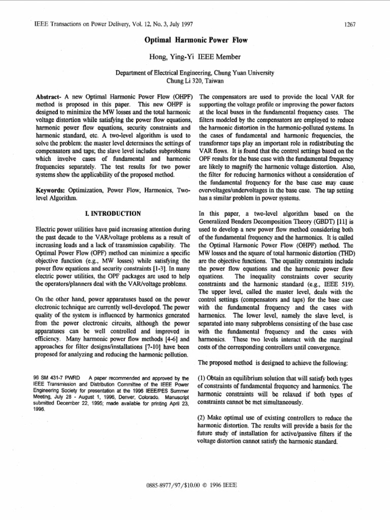 Optimal harmonic power flow download free pdf mathematical