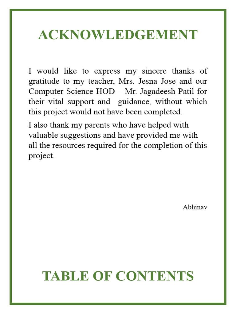 Acknowledgement: Abhinav | PDF | Python (Programming Language) | Databases