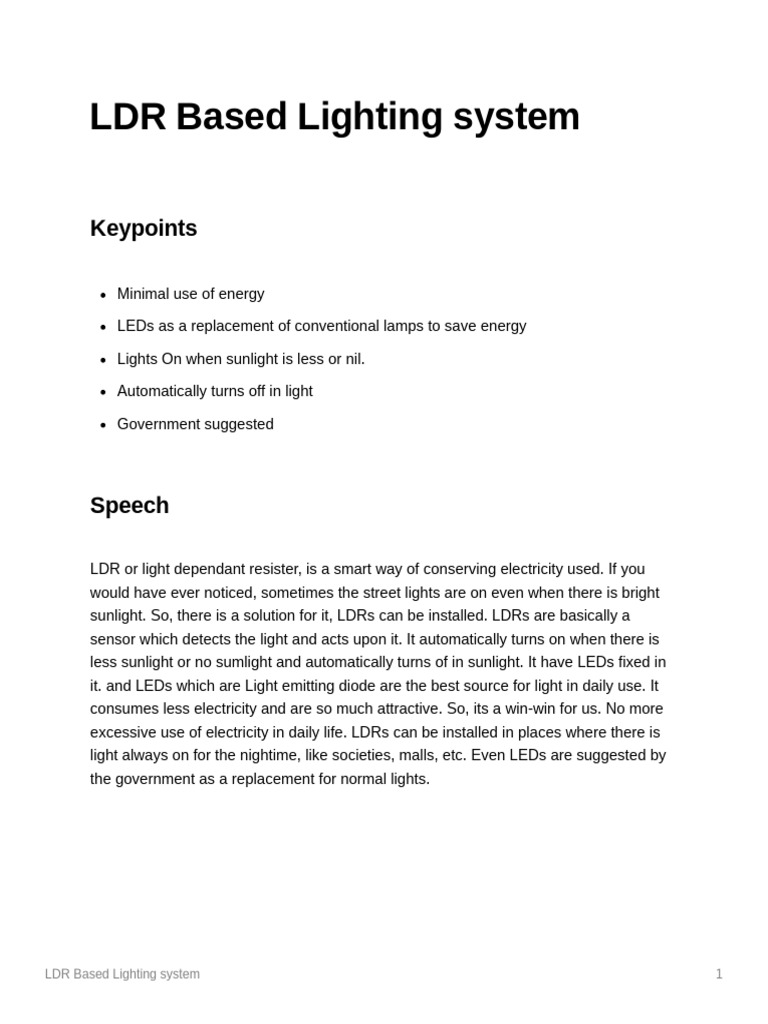 LDR Based Lighting System PDF