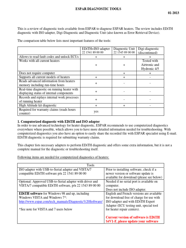 ESPAR Diagnostic Tools 04-2013 | PDF | Installation (Computer Programs ...