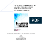 Depressive Symptoms As Correlates To External and Internal Locus of Control: Basis For Truancy Intervention Program