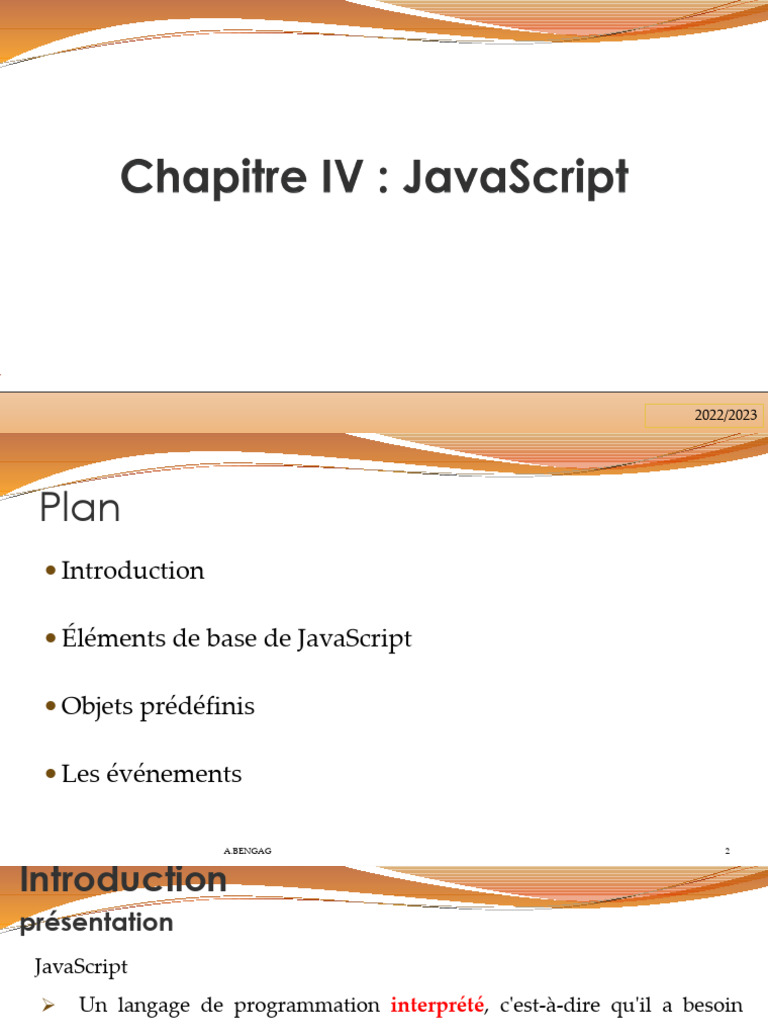 Introduction au JavaScript et ses bases | PDF | Modèle d'objet de ...