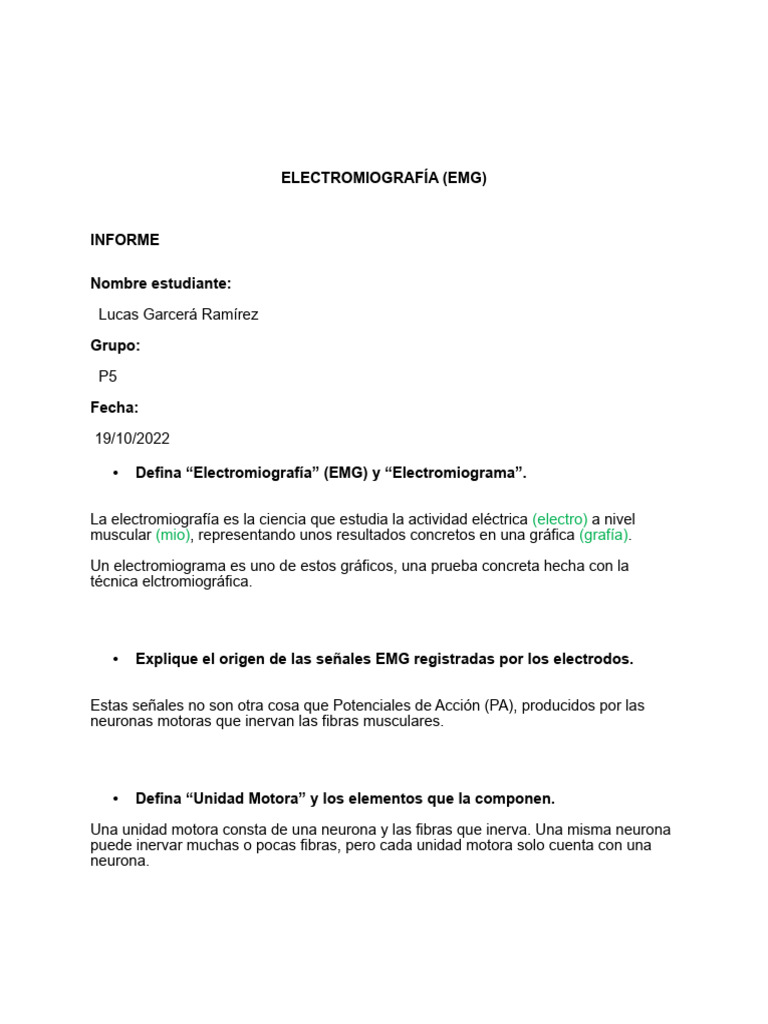 Electromiografía y Unidades Motoras | PDF | Electromiografia | Fisiología