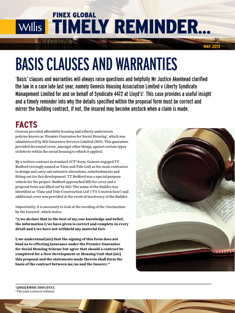 Timely Reminder Basic Clauses and Warranties PDF Knowledge