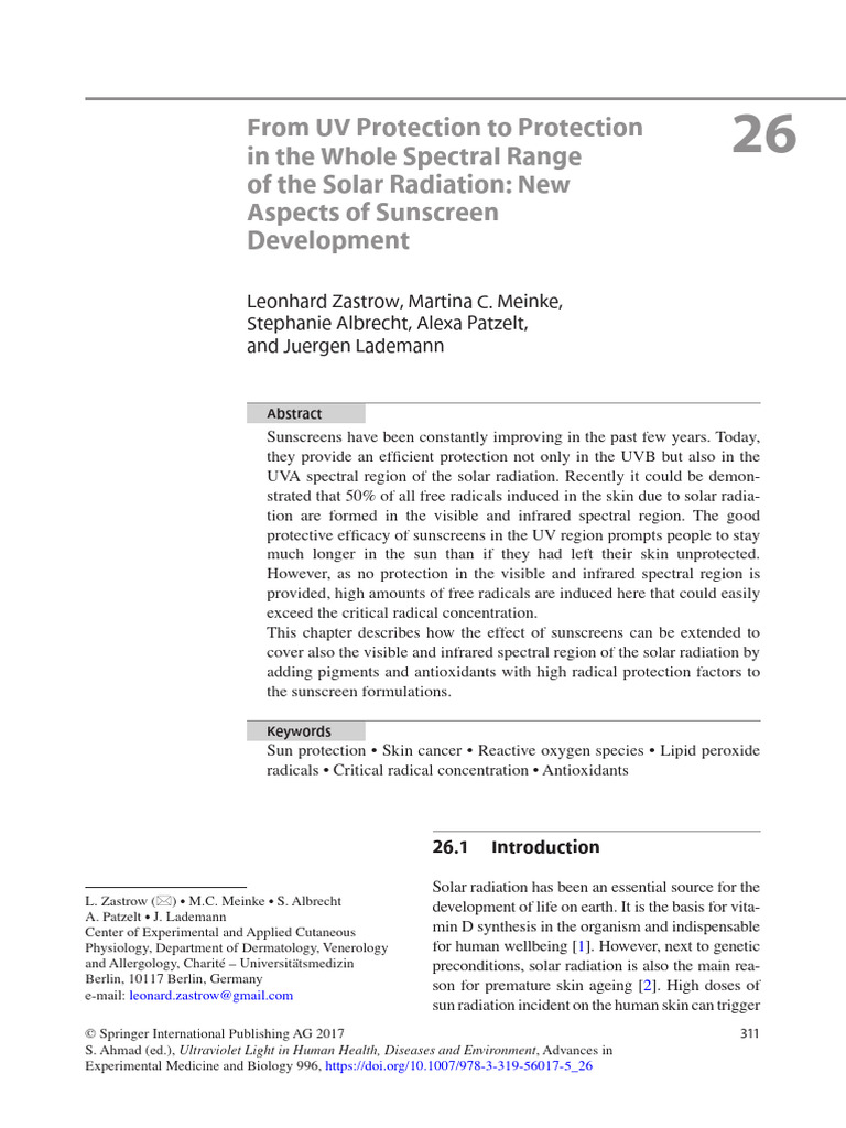From UV Protection to Protection in the Whole Spectral Range of the ...