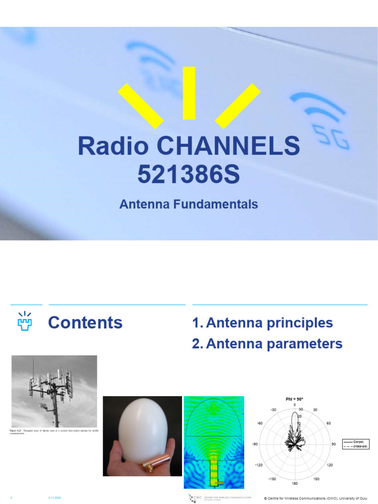 Radio Channels 2022 Lecture 3 Antenna Fundamentals PDF Antenna