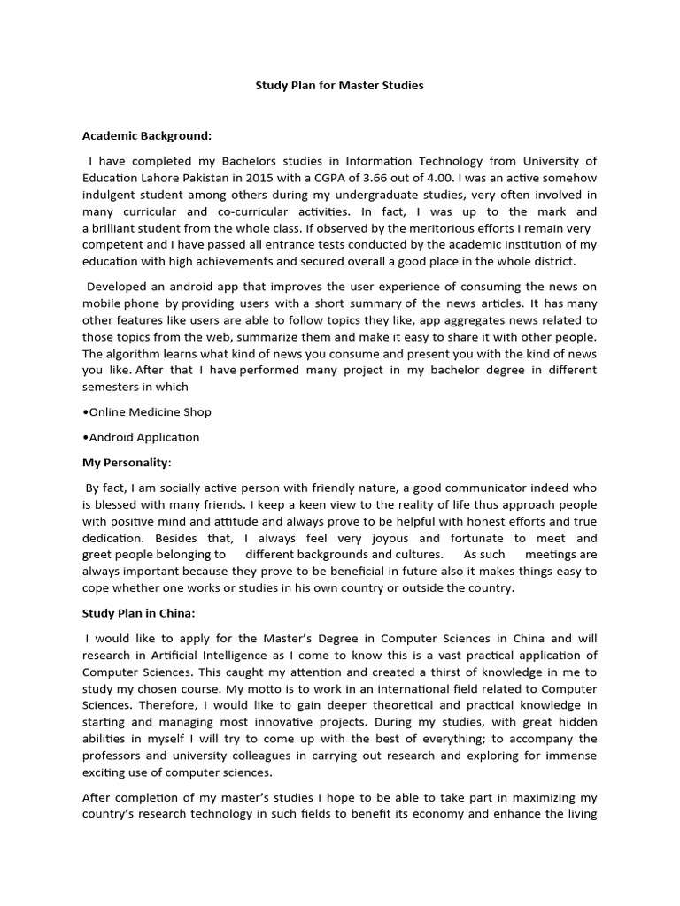 study-plan-for-master-studies-pdf-science-knowledge