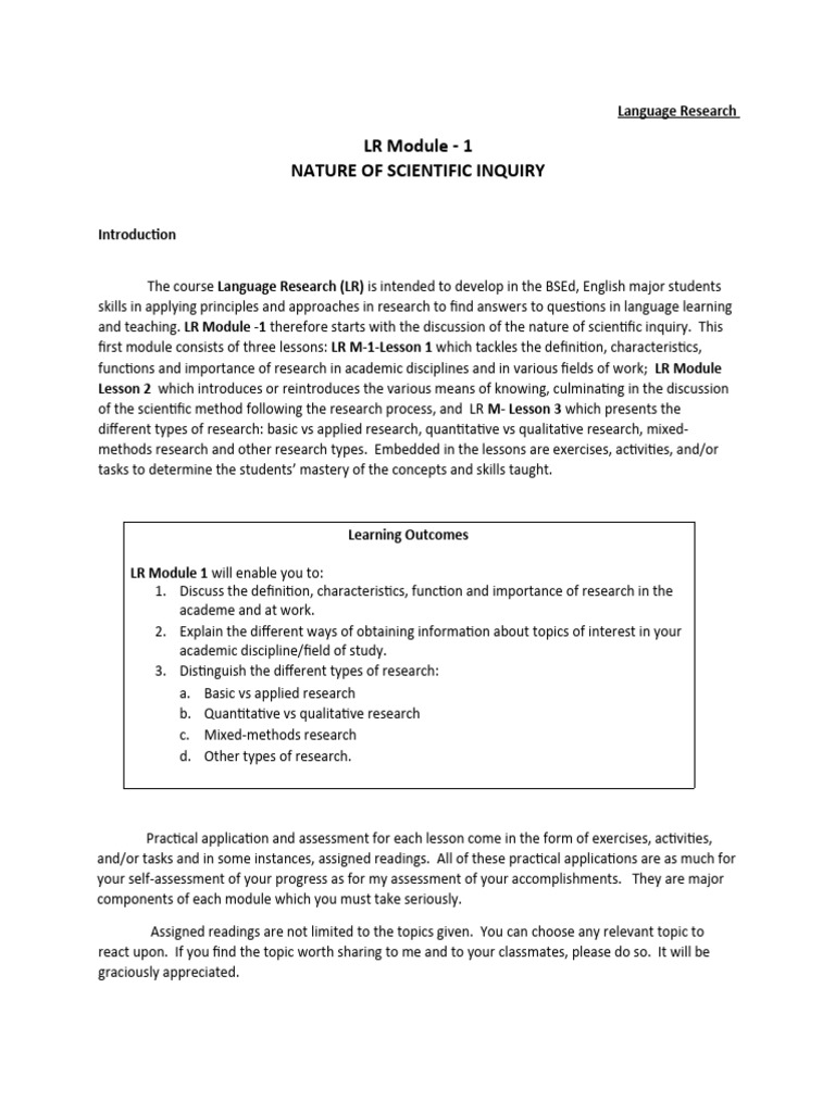 Module 1 Language Research | PDF | Deductive Reasoning | Theory
