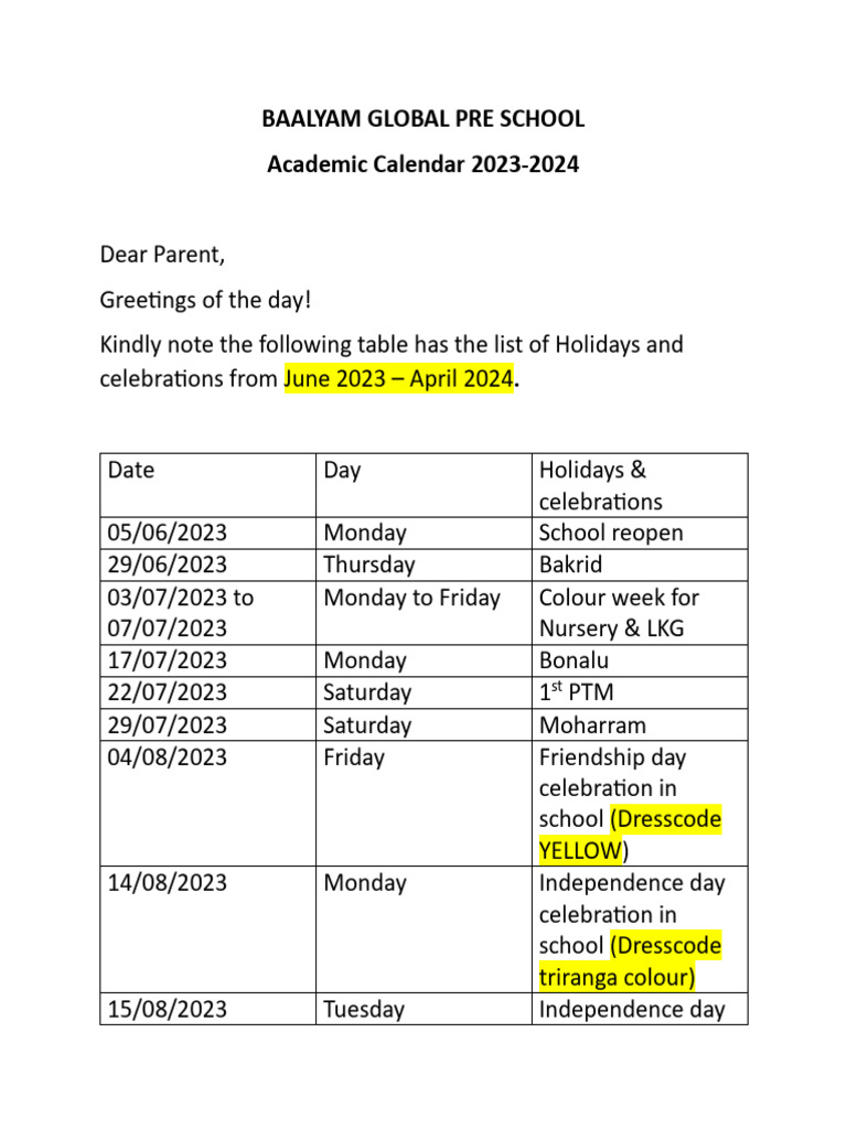 Hoildays List 20232024 PDF Observances Festival