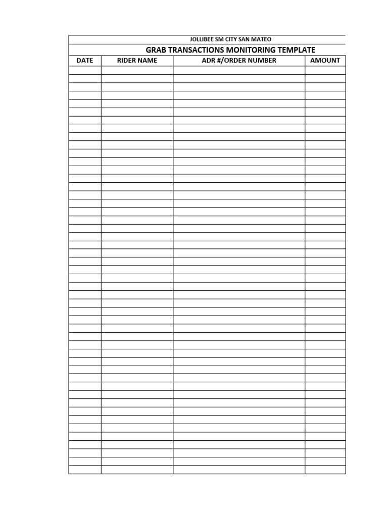 Grab Monitoring Form | PDF