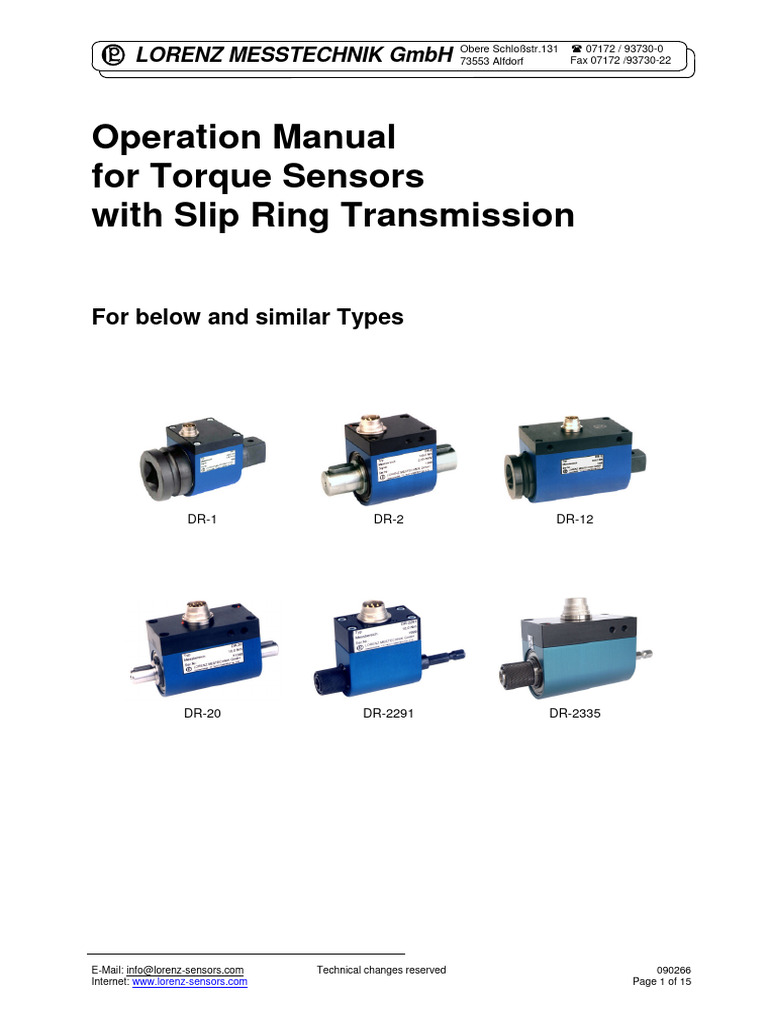 Operation Manual For Torque Sensors With Slip Ring Transmission | PDF ...