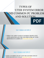Types of Computer System Errors and Solution