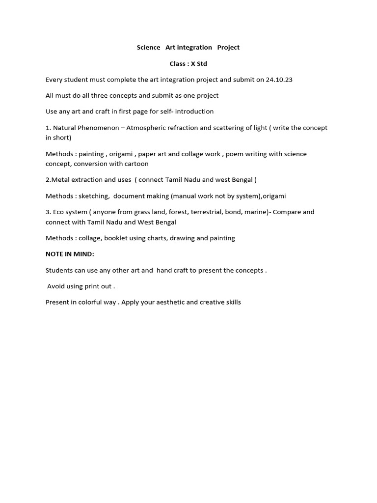 Class 10 Science Art Integration Project | PDF
