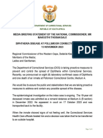 Statement by The National Commissioner MR Makgothi Samuel Thobakgale On Diphtheria