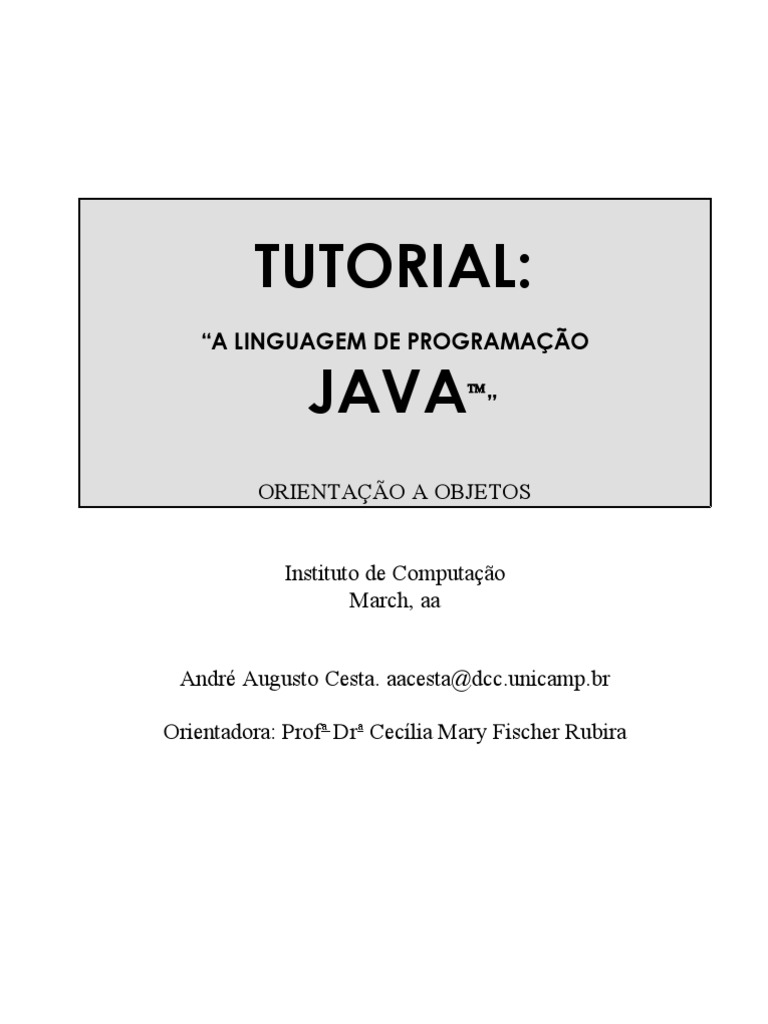 Java | PDF | Classe (programação de computadores) | Linguagem de ...