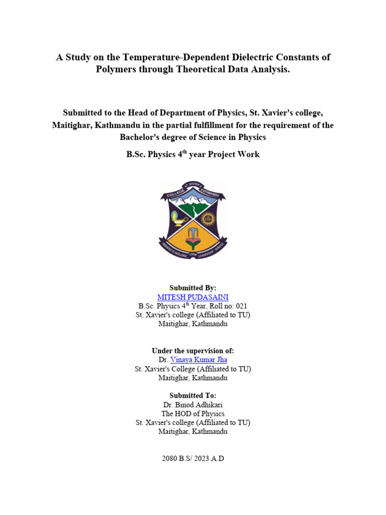 Temperature Effects on Polymer Dielectrics | PDF | Dielectric | Polymers