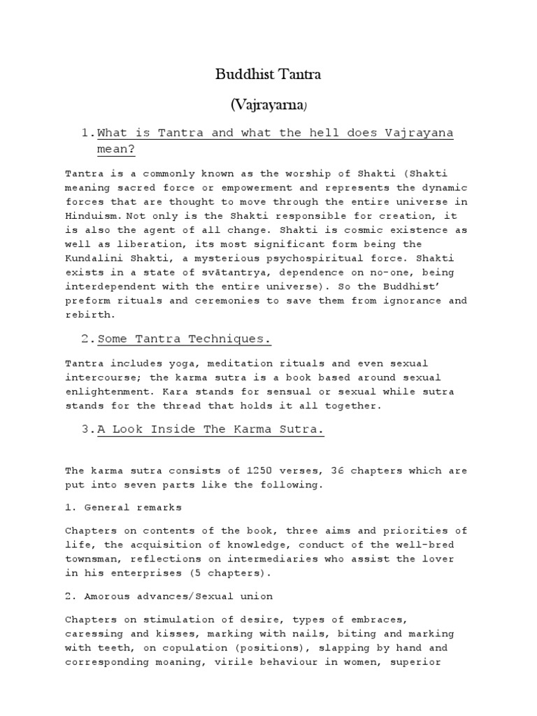Kama Sutra and Buddhist Tantra Insights | PDF | Vajrayana | Religious ...