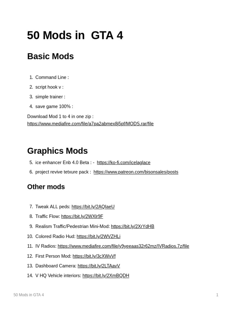 GTA 4 50 Mods | PDF