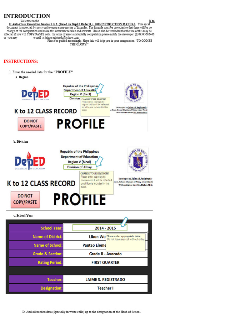 K-12 Class Record Template for DepEd | PDF | Curriculum | Teachers