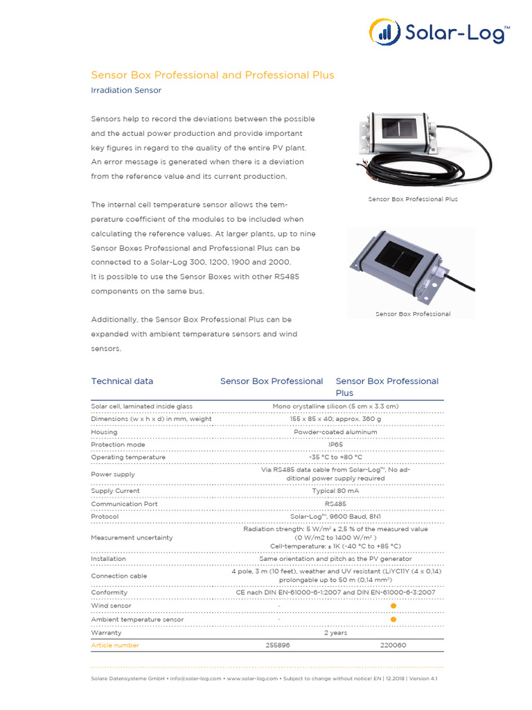 SolarLog - Datasheet - Sensor - Box - Professional - and - Plus - EN ...