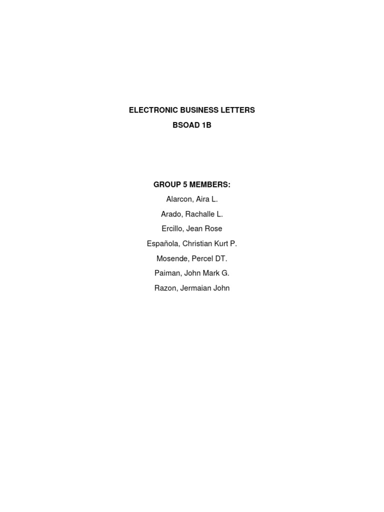 Business Letters Group 5 Electronic | PDF | Computing | Business