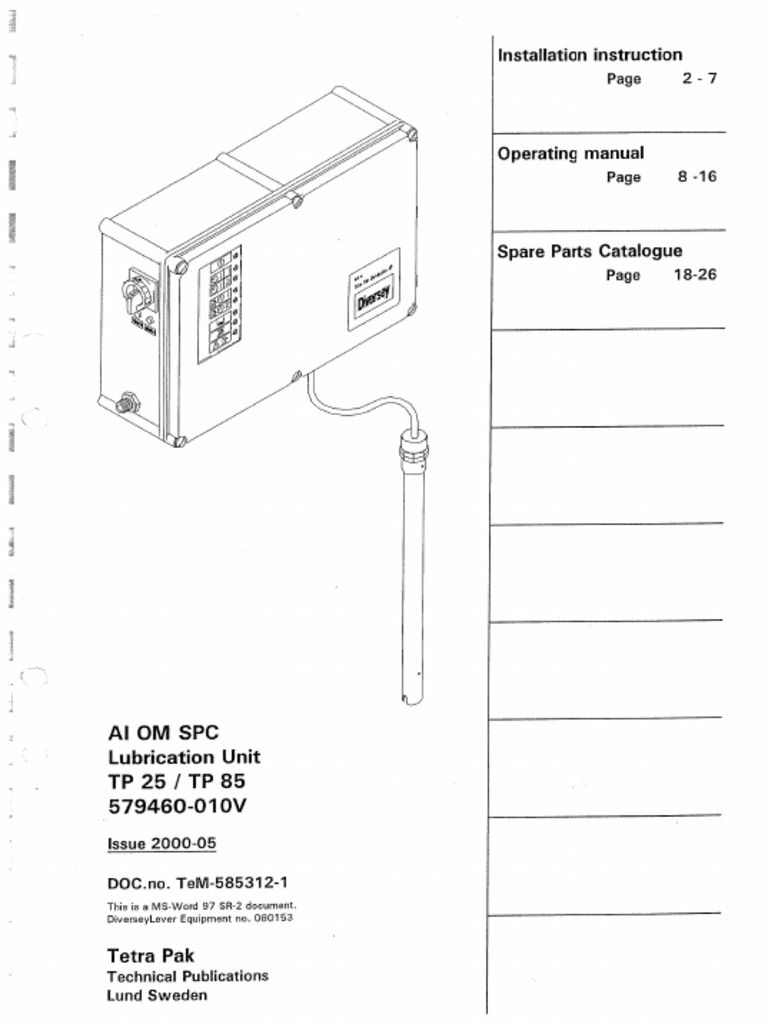 TEM (AI, OM, SPC) Lubrication Unit TP25 TP85 | PDF