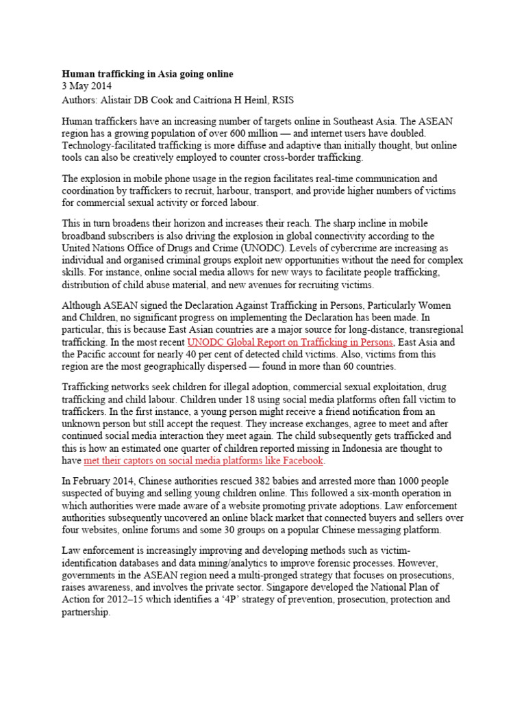 Online Human Trafficking in Southeast Asia | PDF | Human Trafficking ...