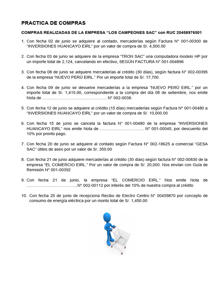 Compras de "Los Campeones SAC" Junio | PDF | Finanzas y dinero