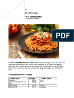 Fisa Tehnologica - Paste Bolognese