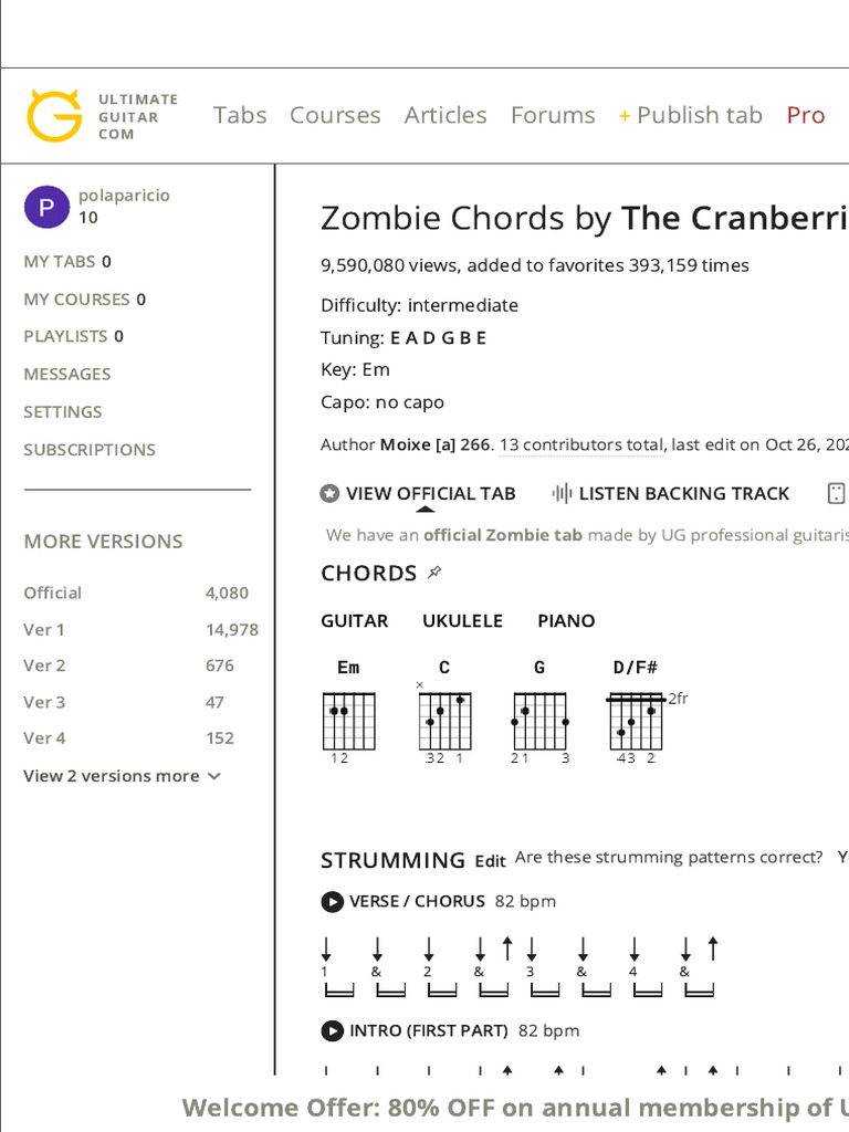 ZOMBIE CHORDS by The Cranberries PDF Song Structure